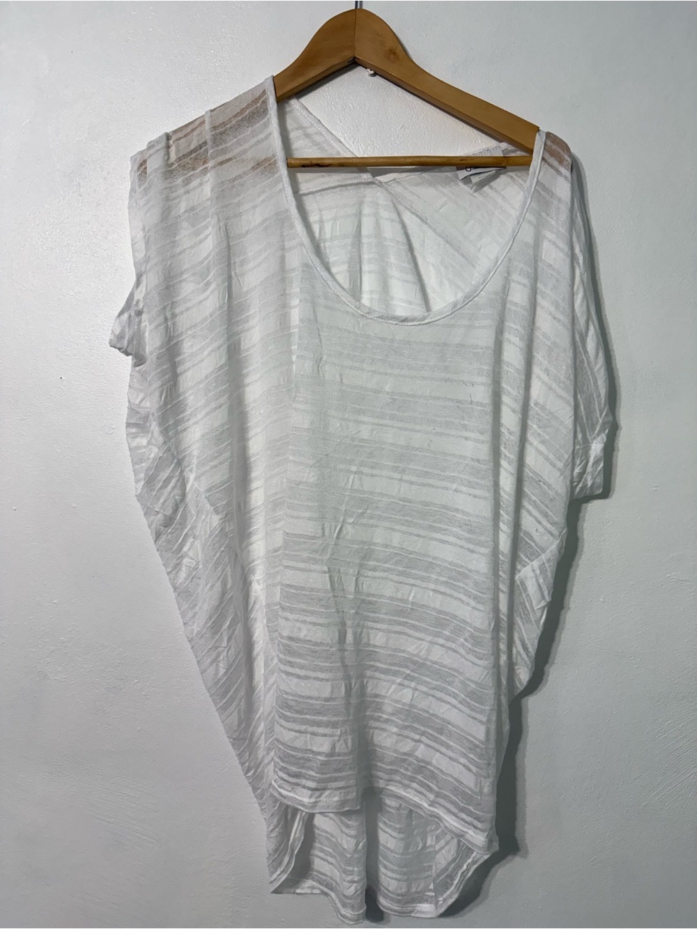 Jordan Taylor White Sheer Striped Swim Coverup FLAWS